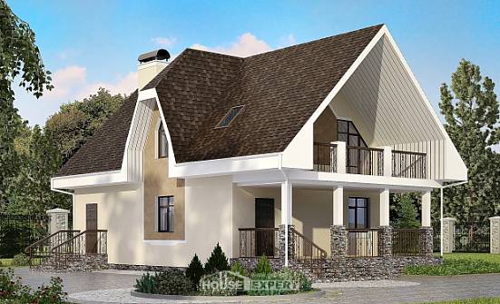 125-001-Л Проект двухэтажного дома мансардой, бюджетный коттедж из керамзитобетонных блоков Краснокаменск | Проекты домов от House Expert