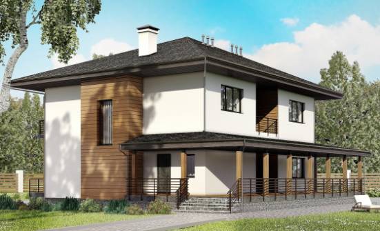 245-001-П Проект двухэтажного дома, уютный коттедж из поризованных блоков Краснокаменск | Проекты домов от House Expert