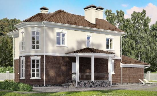 190-002-Л Проект двухэтажного дома, гараж, красивый домик из теплоблока Краснокаменск | Проекты домов от House Expert