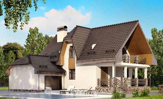 150-001-Л Проект двухэтажного дома с мансардным этажом, гараж, бюджетный загородный дом из керамзитобетонных блоков Чита | Проекты домов от House Expert
