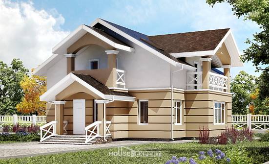 155-009-П Проект двухэтажного дома с мансардой, экономичный коттедж из газосиликатных блоков Краснокаменск | Проекты домов от House Expert