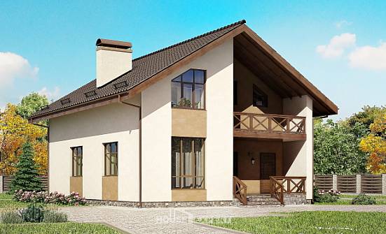 170-002-П Проект двухэтажного дома мансардой, классический дом из твинблока Могоча | Проекты домов от House Expert