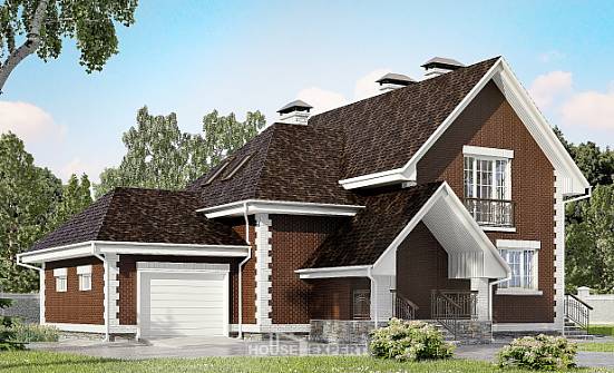 190-003-Л Проект двухэтажного дома с мансардным этажом и гаражом, уютный домик из блока Могоча | Проекты домов от House Expert