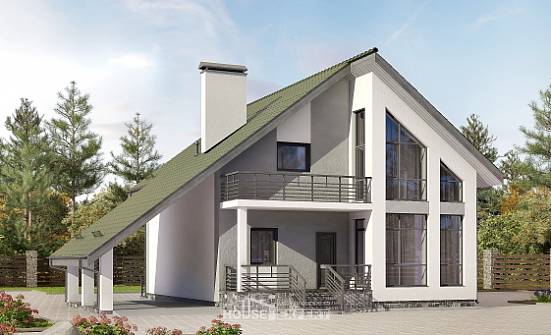170-009-Л Проект двухэтажного дома мансардой, гараж, уютный дом из керамзитобетонных блоков Чита | Проекты домов от House Expert