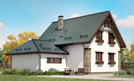 160-005-П Проект двухэтажного дома мансардой, гараж, простой загородный дом из арболита Краснокаменск | Проекты домов от House Expert