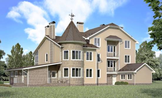 555-001-Л Проект трехэтажного дома с мансардой и гаражом, большой загородный дом из арболита Могоча | Проекты домов от House Expert