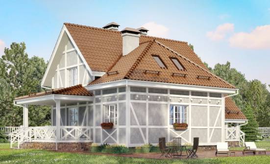 160-003-Л Проект двухэтажного дома мансардный этаж, скромный загородный дом из блока Краснокаменск | Проекты домов от House Expert