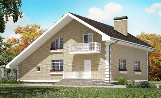 190-005-П Проект двухэтажного дома мансардный этаж, гараж, средний коттедж из твинблока Краснокаменск | Проекты домов от House Expert