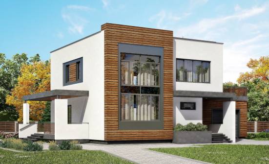 220-003-П Проект двухэтажного дома, гараж, красивый загородный дом из блока Краснокаменск | Проекты домов от House Expert