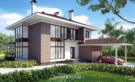 340-001-П Проект двухэтажного дома и гаражом, красивый загородный дом из кирпича Чита | Проекты домов от House Expert