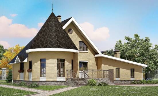250-001-Л Проект двухэтажного дома мансардой, гараж, красивый домик из блока Чита | Проекты домов от House Expert