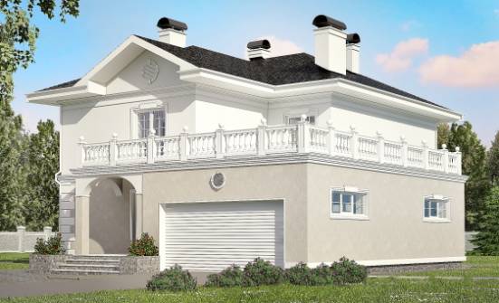 340-002-П Проект двухэтажного дома и гаражом, просторный домик из кирпича Краснокаменск | Проекты домов от House Expert