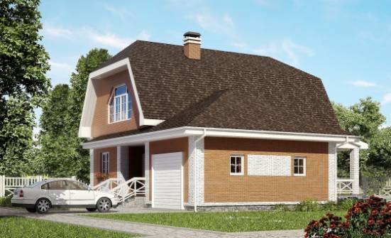 160-006-П Проект двухэтажного дома с мансардой и гаражом, красивый коттедж из теплоблока Краснокаменск | Проекты домов от House Expert