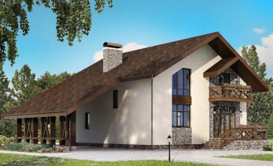 155-007-П Проект двухэтажного дома с мансардой, гараж, компактный коттедж из твинблока Могоча | Проекты домов от House Expert