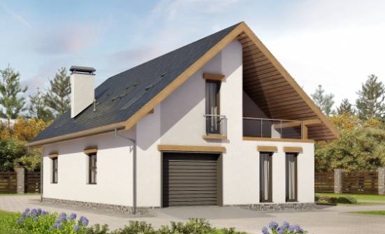 185-005-П Проект двухэтажного дома с мансардным этажом, гараж, простой загородный дом из бризолита Чита | Проекты домов от House Expert