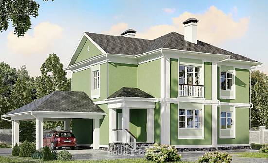 170-001-Л Проект двухэтажного дома и гаражом, красивый дом из газосиликатных блоков Чита | Проекты домов от House Expert