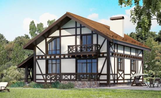 155-002-П Проект двухэтажного дома мансардой и гаражом, бюджетный домик из пеноблока Краснокаменск | Проекты домов от House Expert