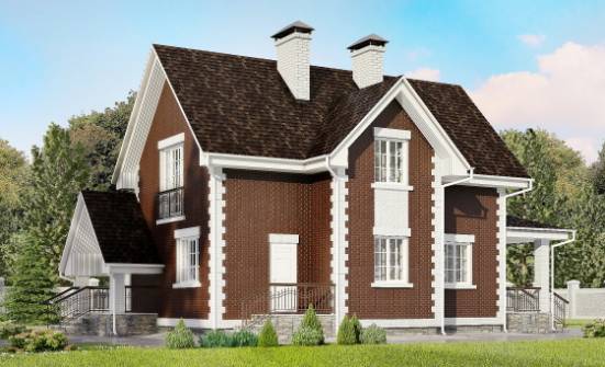 190-003-Л Проект двухэтажного дома с мансардным этажом и гаражом, уютный домик из блока Могоча | Проекты домов от House Expert