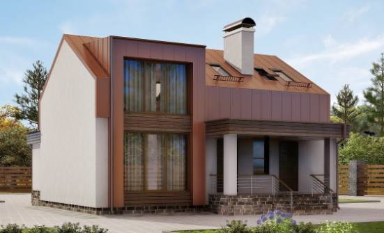 120-004-Л Проект двухэтажного дома с мансардным этажом, простой домик из газобетона Краснокаменск | Проекты домов от House Expert