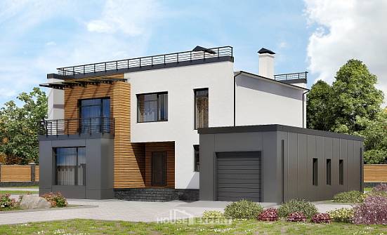 260-002-П Проект двухэтажного дома и гаражом, красивый коттедж из твинблока Чита | Проекты домов от House Expert