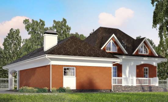 180-007-П Проект двухэтажного дома мансардный этаж и гаражом, небольшой загородный дом из теплоблока Краснокаменск | Проекты домов от House Expert