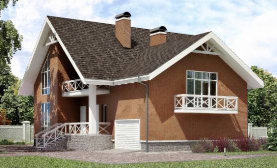 215-001-П Проект двухэтажного дома с мансардой, гараж, простой коттедж из газосиликатных блоков Краснокаменск | Проекты домов от House Expert