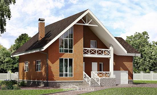 215-001-П Проект двухэтажного дома с мансардой, гараж, простой коттедж из газосиликатных блоков Краснокаменск | Проекты домов от House Expert