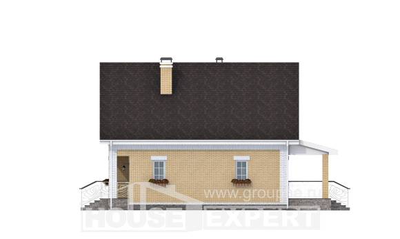 130-004-П Проект двухэтажного дома мансардный этаж, экономичный коттедж из газобетона Чита, House Expert