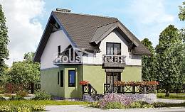 120-003-П Проект двухэтажного дома с мансардой, бюджетный загородный дом из газобетона Могоча, House Expert