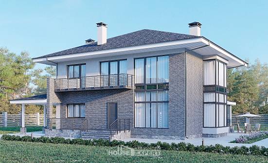 250-004-Л Проект двухэтажного дома, красивый дом из арболита Могоча | Проекты домов от House Expert