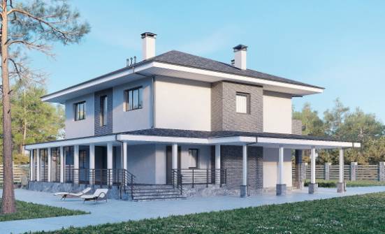 250-004-Л Проект двухэтажного дома, классический загородный дом из блока Могоча | Проекты домов от House Expert