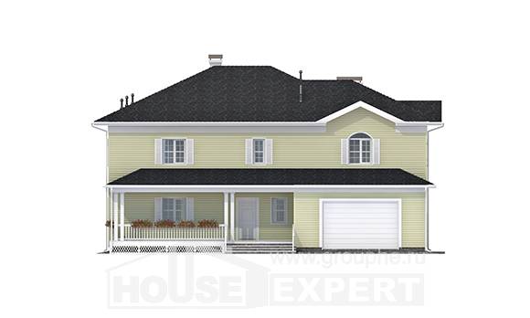 410-002-Л Проект двухэтажного дома и гаражом, уютный загородный дом из твинблока Чита, House Expert