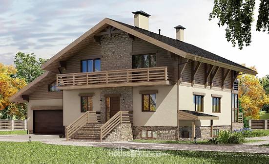 420-001-Л Проект трехэтажного дома с мансардным этажом, гараж, красивый загородный дом из кирпича Могоча | Проекты домов от House Expert