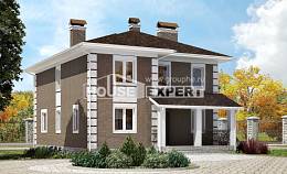 185-002-П Проект двухэтажного дома, простой коттедж из твинблока Могоча, House Expert