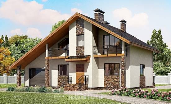 180-008-Л Проект двухэтажного дома с мансардным этажом, гараж, классический коттедж из твинблока, Краснокаменск