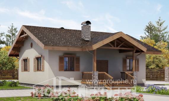 090-002-Л Проект одноэтажного дома, экономичный домик из кирпича, Могоча