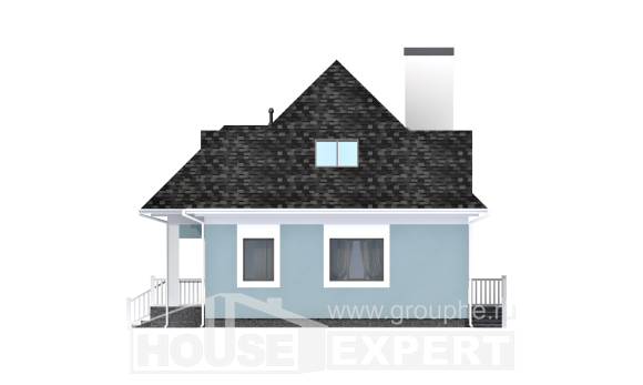 110-001-Л Проект двухэтажного дома мансардой, скромный домик из твинблока Могоча, House Expert