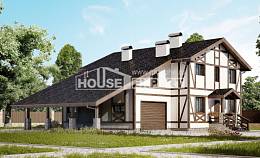 250-002-Л Проект двухэтажного дома с мансардой и гаражом, простой коттедж из кирпича Могоча, House Expert