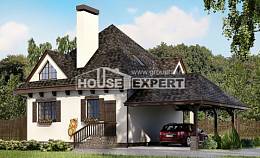 110-002-Л Проект двухэтажного дома с мансардным этажом, гараж, классический коттедж из бризолита Могоча, House Expert