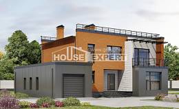 260-002-Л Проект двухэтажного дома и гаражом, современный домик из газосиликатных блоков, Чита