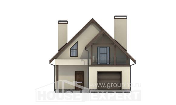 120-005-Л Проект двухэтажного дома с мансардой, гараж, недорогой загородный дом из газосиликатных блоков, Краснокаменск