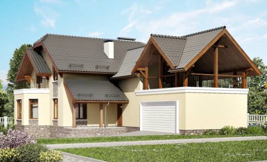 255-003-П Проект трехэтажного дома мансардой и гаражом, уютный загородный дом из твинблока Могоча | Проекты домов от House Expert