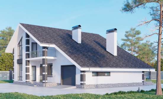190-008-П Проект двухэтажного дома мансардой, гараж, простой дом из твинблока Чита | Проекты домов от House Expert