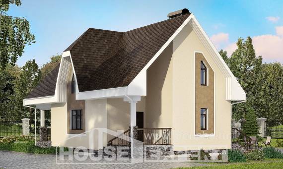125-001-Л Проект двухэтажного дома с мансардным этажом, классический дом из газобетона Могоча, House Expert