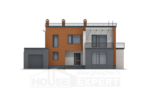 260-002-Л Проект двухэтажного дома, гараж, современный загородный дом из бризолита, Чита