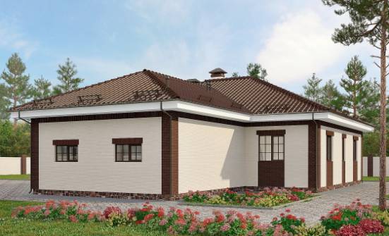160-015-П Проект одноэтажного дома и гаражом, бюджетный дом из арболита Могоча | Проекты одноэтажных домов от House Expert