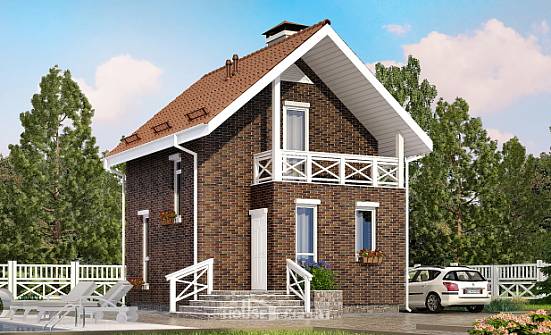 045-001-Л Проект двухэтажного дома с мансардным этажом, доступный домик из блока Могоча | Проекты домов от House Expert