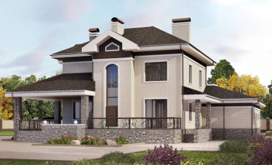 365-001-Л Проект трехэтажного дома, гараж, красивый коттедж из кирпича Могоча | Проекты домов от House Expert
