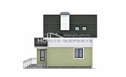 070-001-П Проект двухэтажного дома мансардой, эконом домик из блока, Краснокаменск