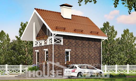 045-001-Л Проект двухэтажного дома мансардный этаж, маленький домик из блока Краснокаменск, House Expert